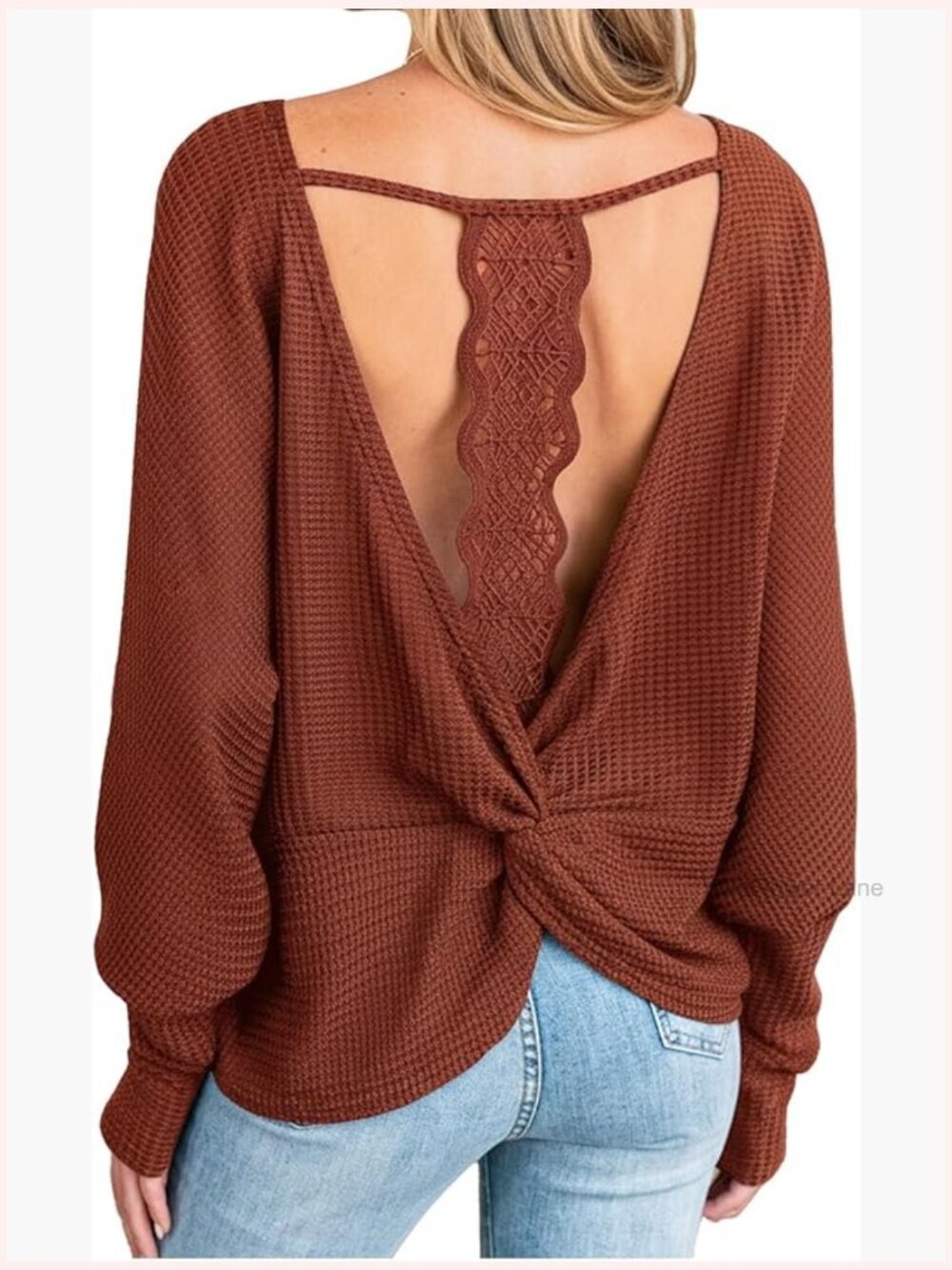Open Back Long Sleeve Knit Top - Going Out Casual Basic